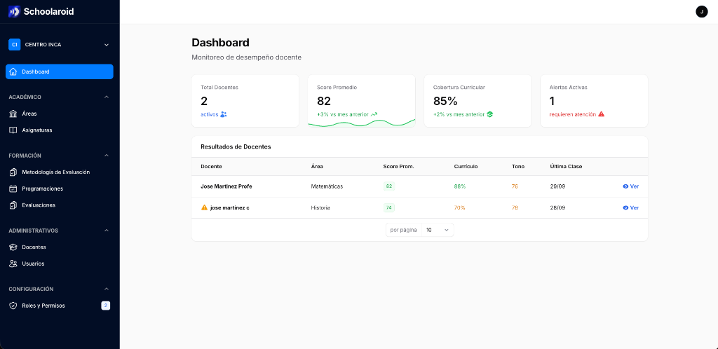 Schoolaroid Dashboard 1